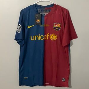 Nike FC Barcelona Half-Blue Half-Red Short Sleeve Jersey with Yellow Accents